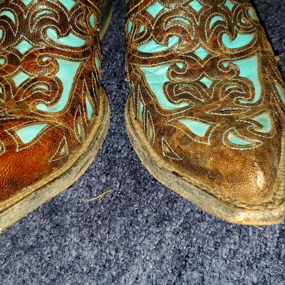Ariat Cowgirl Boot - Presidio Chocolate Brown & Turquoise (Style 10008754) sz 7
